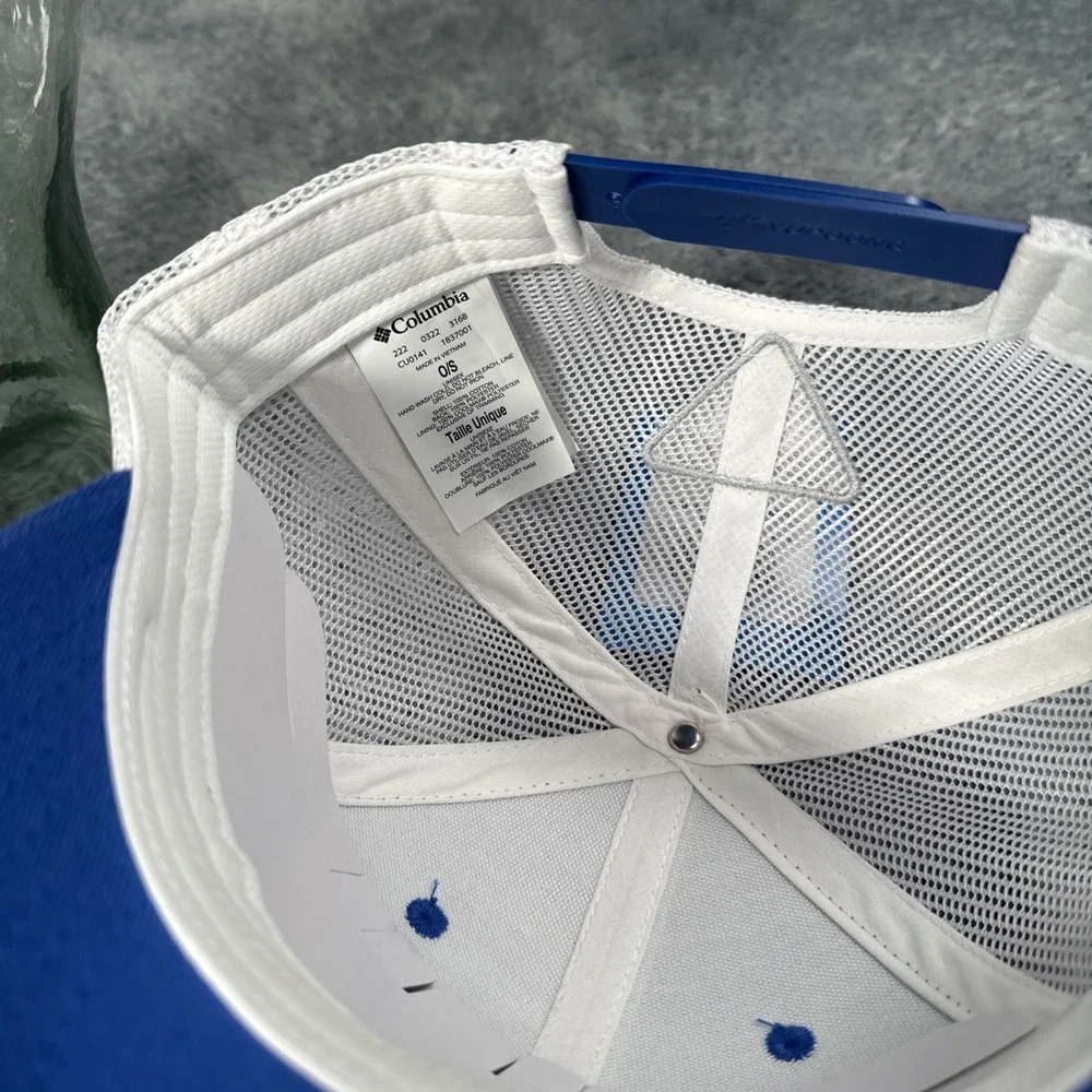 NWT Columbia PFG Hat Blue Mesh Adjustable Snapback Flexfit Budlight Texas Flag